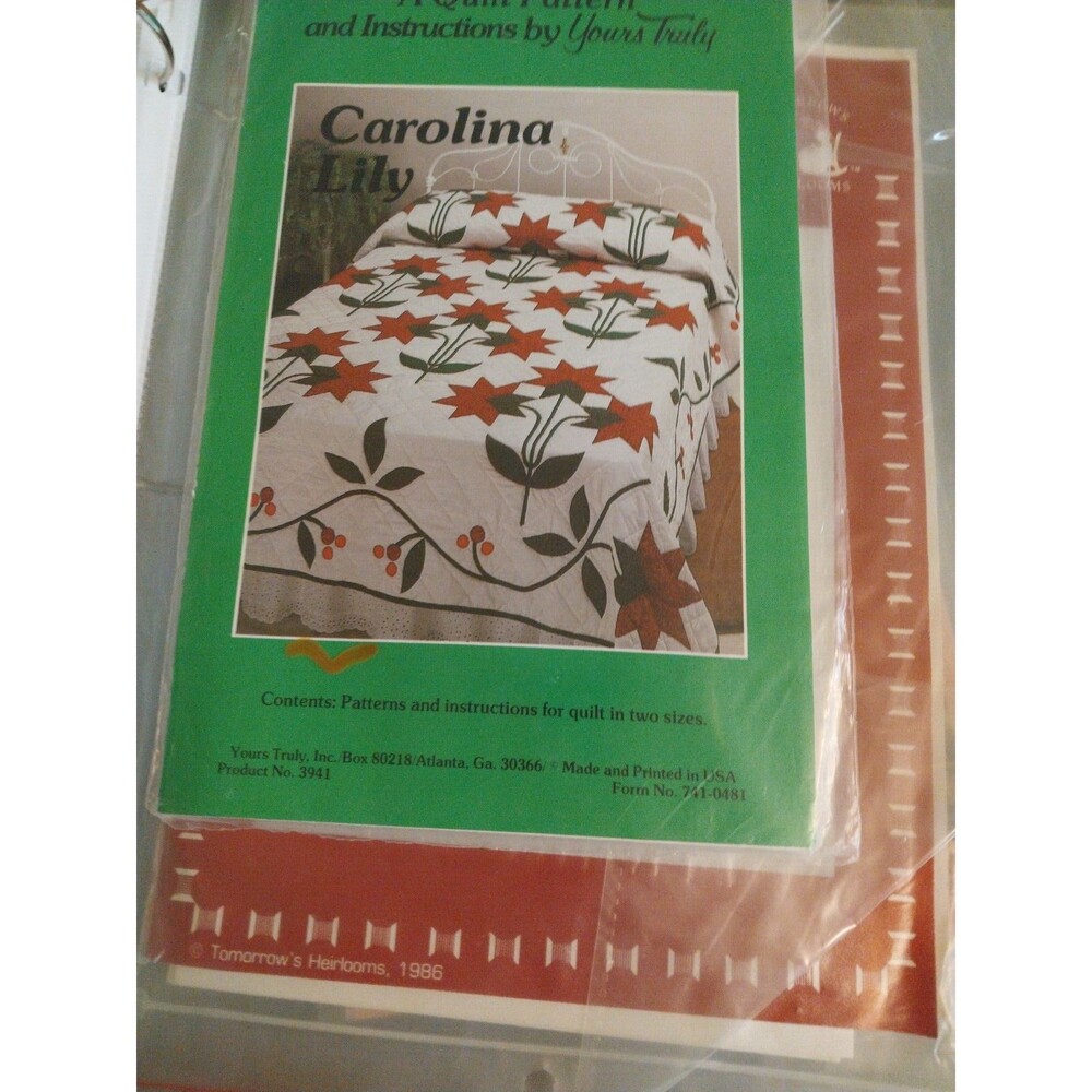 NEW Yours Truly Double, Queen, King Quilt Pattern "Carolina Lily" #3941 USA Made